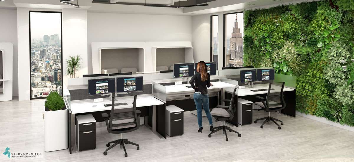 modern cubicles with greenery