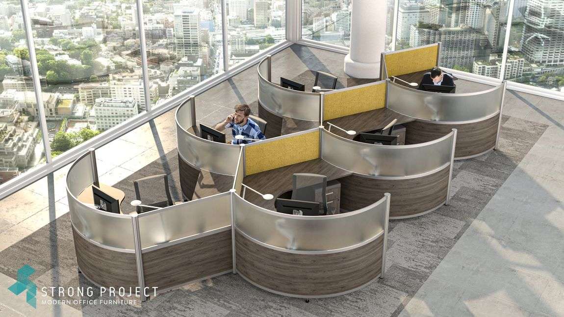 cubicle with modern rounded edges