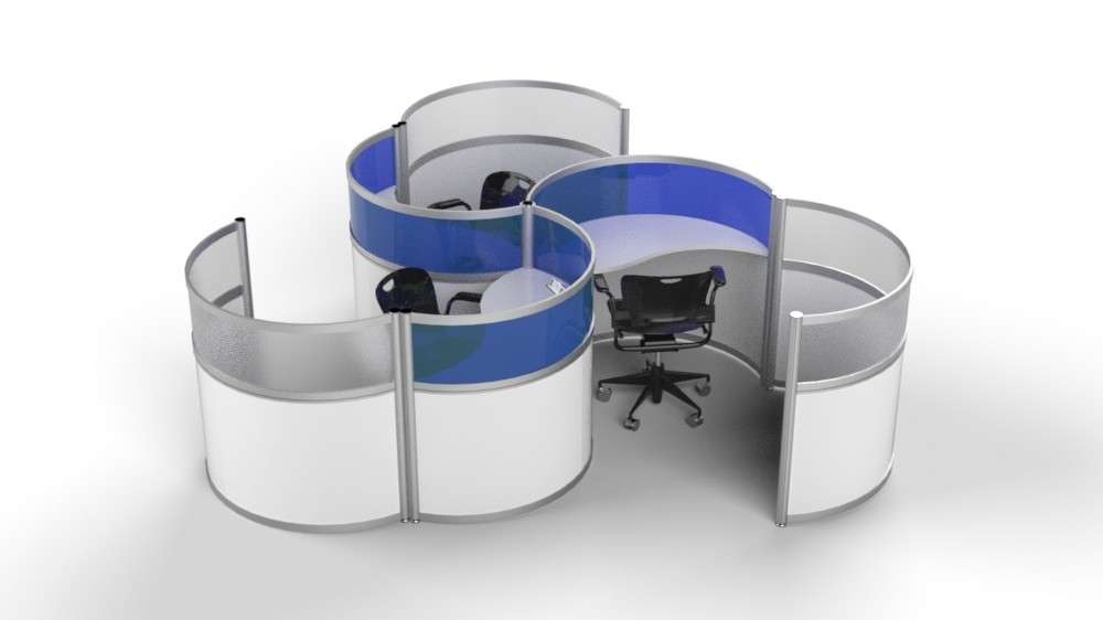 Modern workstations are moving away from square cubes to for more comfort.