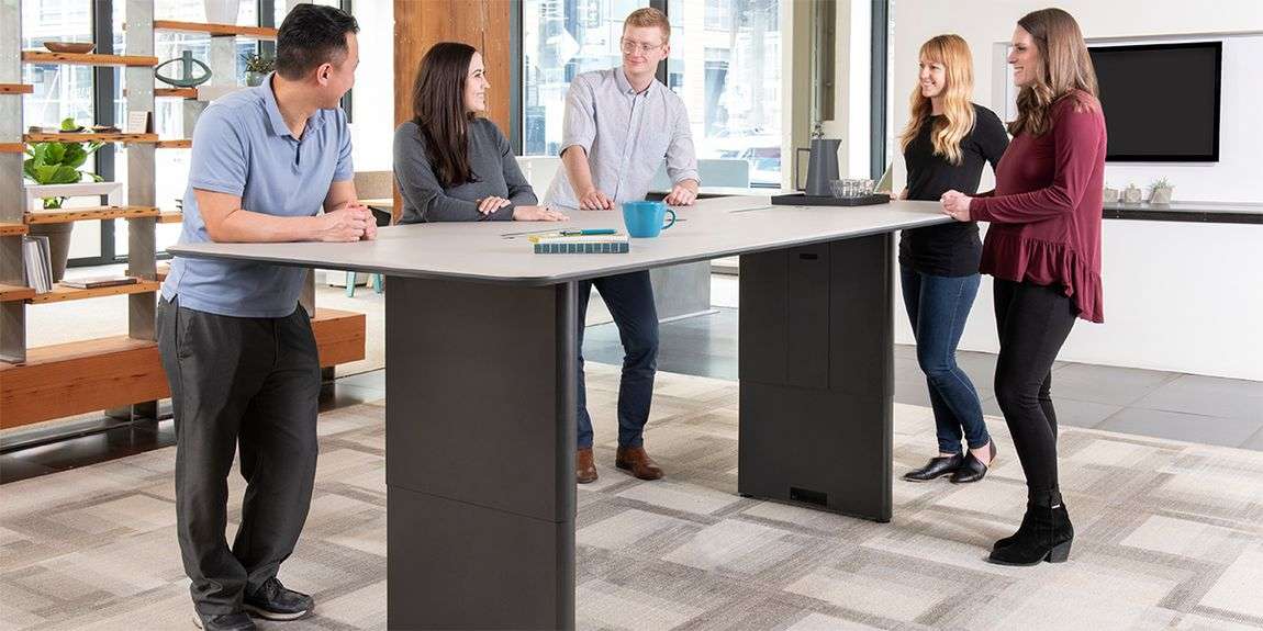 adjustable height meeting tables