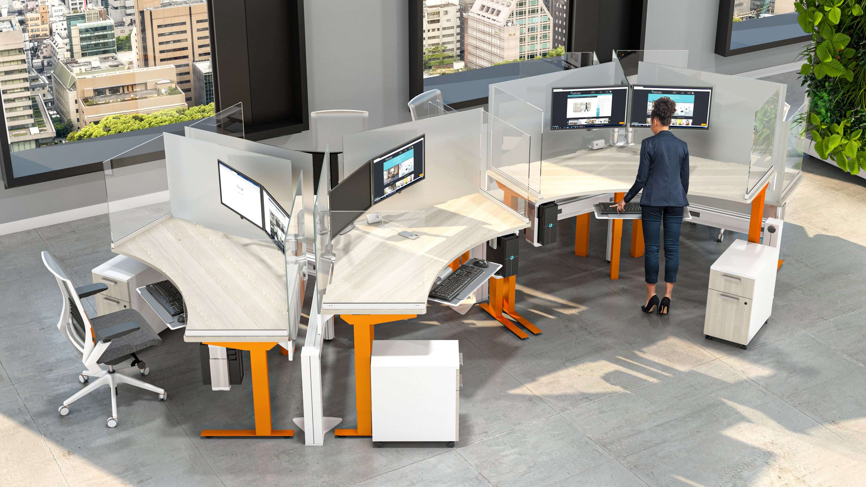 The Benefits Of Curved Social Distancing Workstations Modern Office