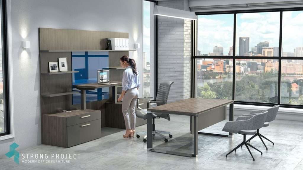 ergonomic desk and lighting