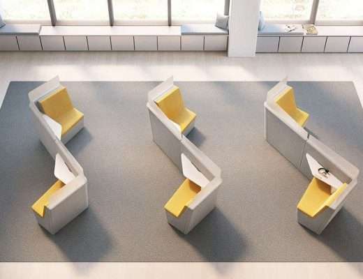 yellow acoustic bench