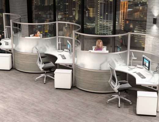 Curved modular office furniture