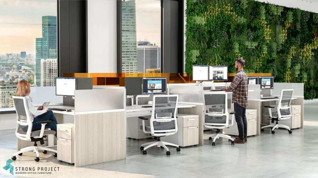 Manager station in call center furniture layout