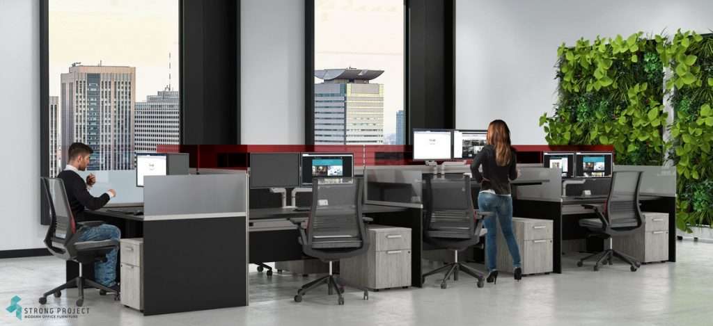 modern office cubicle with supervisor station