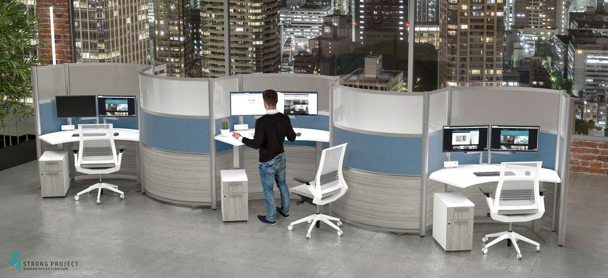 curved cubicles for the hybrid workplace