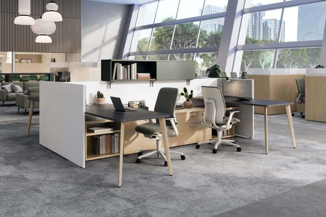 modern office with cubicles