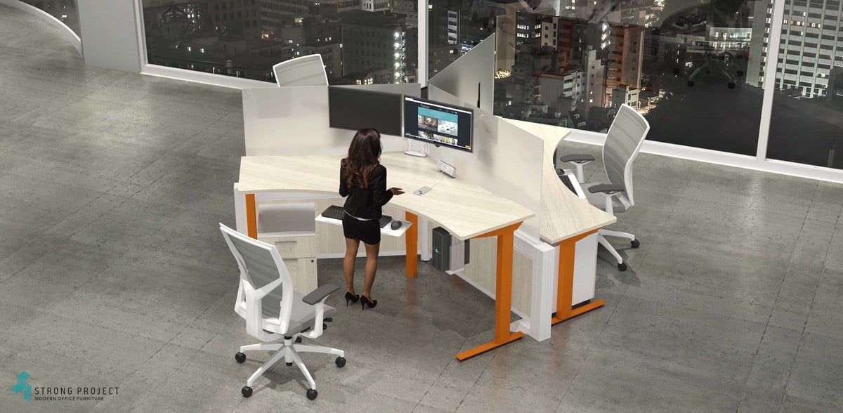 hybrid call center with standing desk